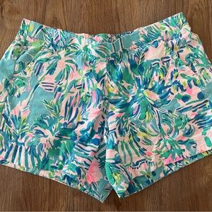 Lilly Pulitzer Ocean View Shorts Blue Ibiza Cabana Cocktail XS